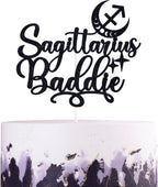 Sagittarius Baddie Cake Topper - Big Sagittarius Energy Birthday Decor, 12 Constellation Zodiac Themed Party Decorations (Black)