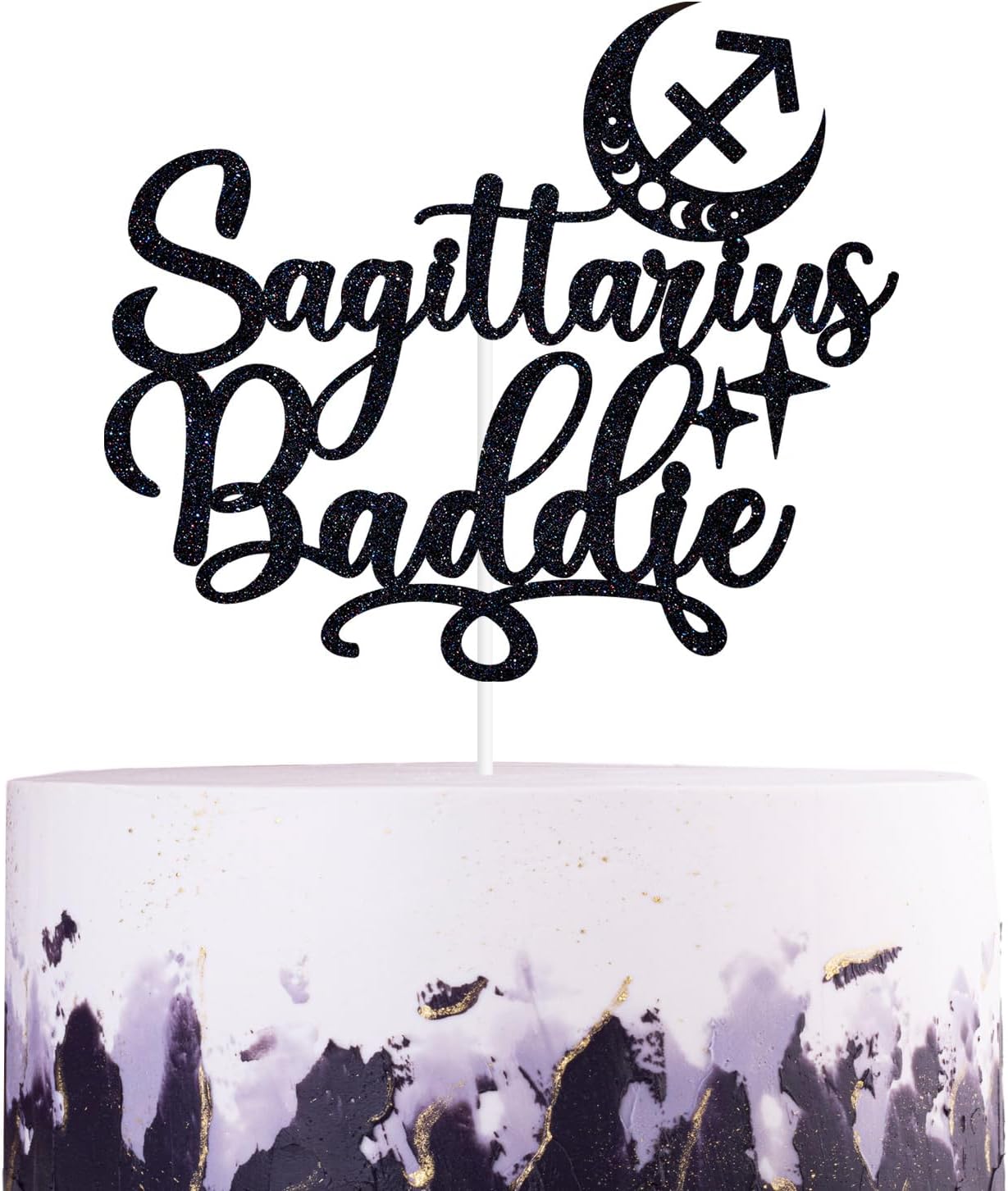Sagittarius Baddie Cake Topper - Big Sagittarius Energy Birthday Decor, 12 Constellation Zodiac Themed Party Decorations (Black)