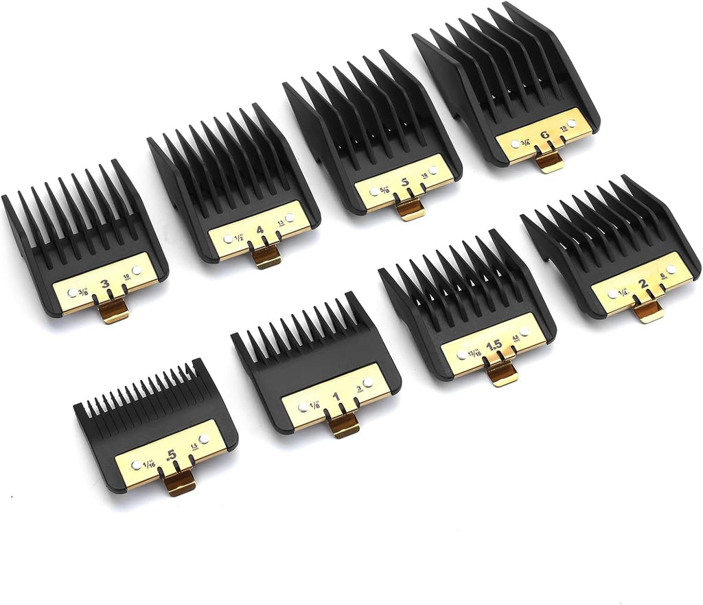 8 Pack Metal Clipper Guards Set for BaBylissPRO Barberology FX825, FX870, FX880, and FX673 Hair Clippers, Clipper Combs Replacement Guards-Cutting Lengths 1/16"-3/4"