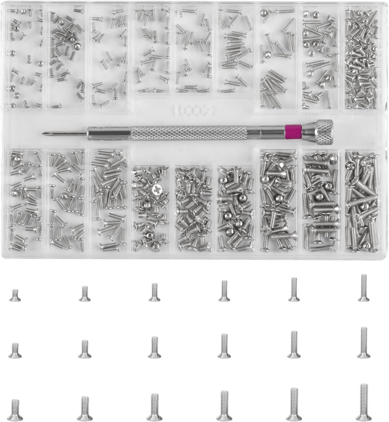Micro Screw Repair Kit 500pcs - M1.2/M1.4/M2 Self-Tapping Tiny Screws for Eyeglasses, Watches, Electronics & Laptop Repair - Precision Mini Screwdriver Set