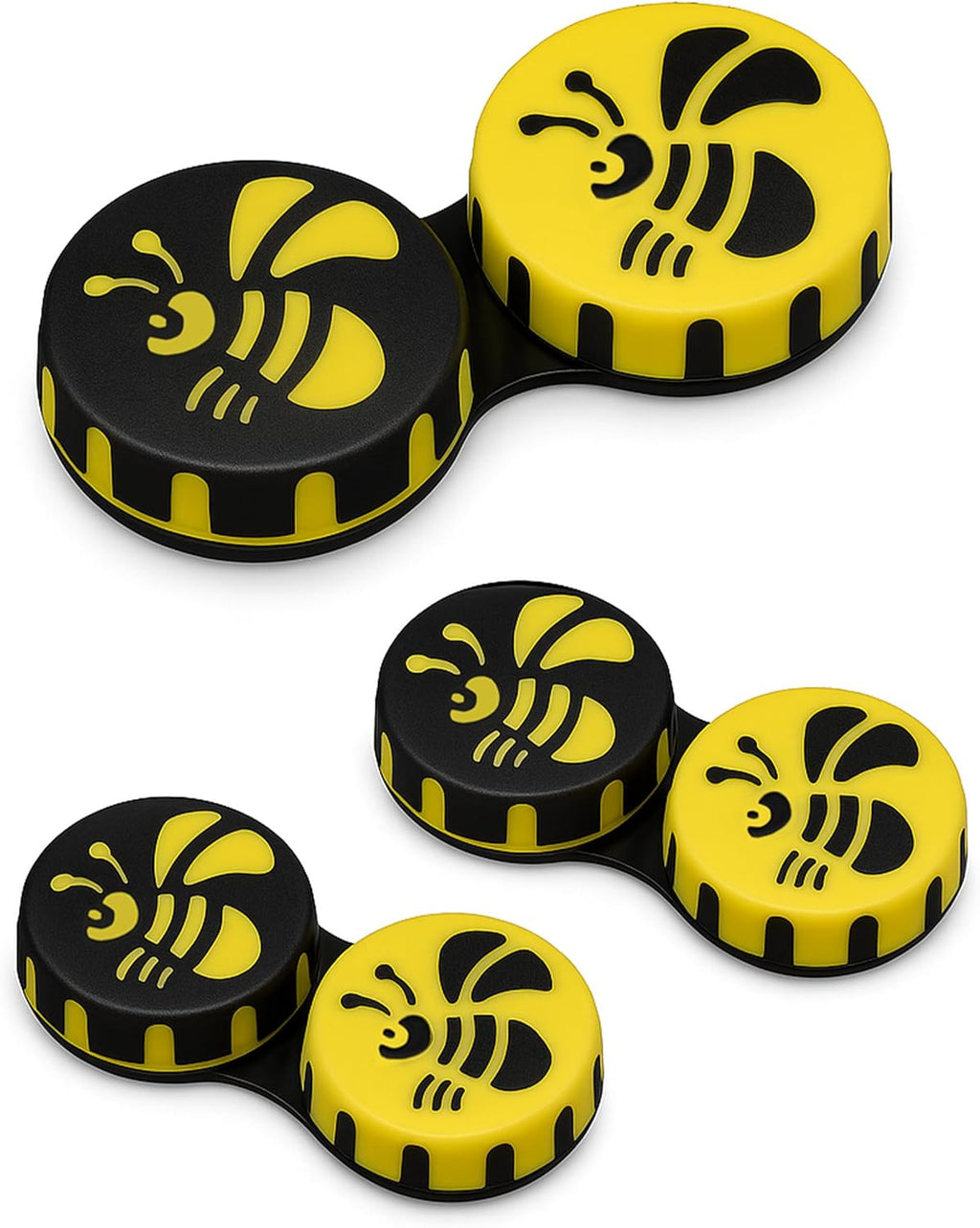 SPORTS WORLD VISION Seasonal Fun Contact Lens Cases Bee Cute Screw Top Travel Storage Contact Lens Box L/R Eyes Holder Container, Outdoor Mini Contact Lens Storage case, 3 Cases in Same Style