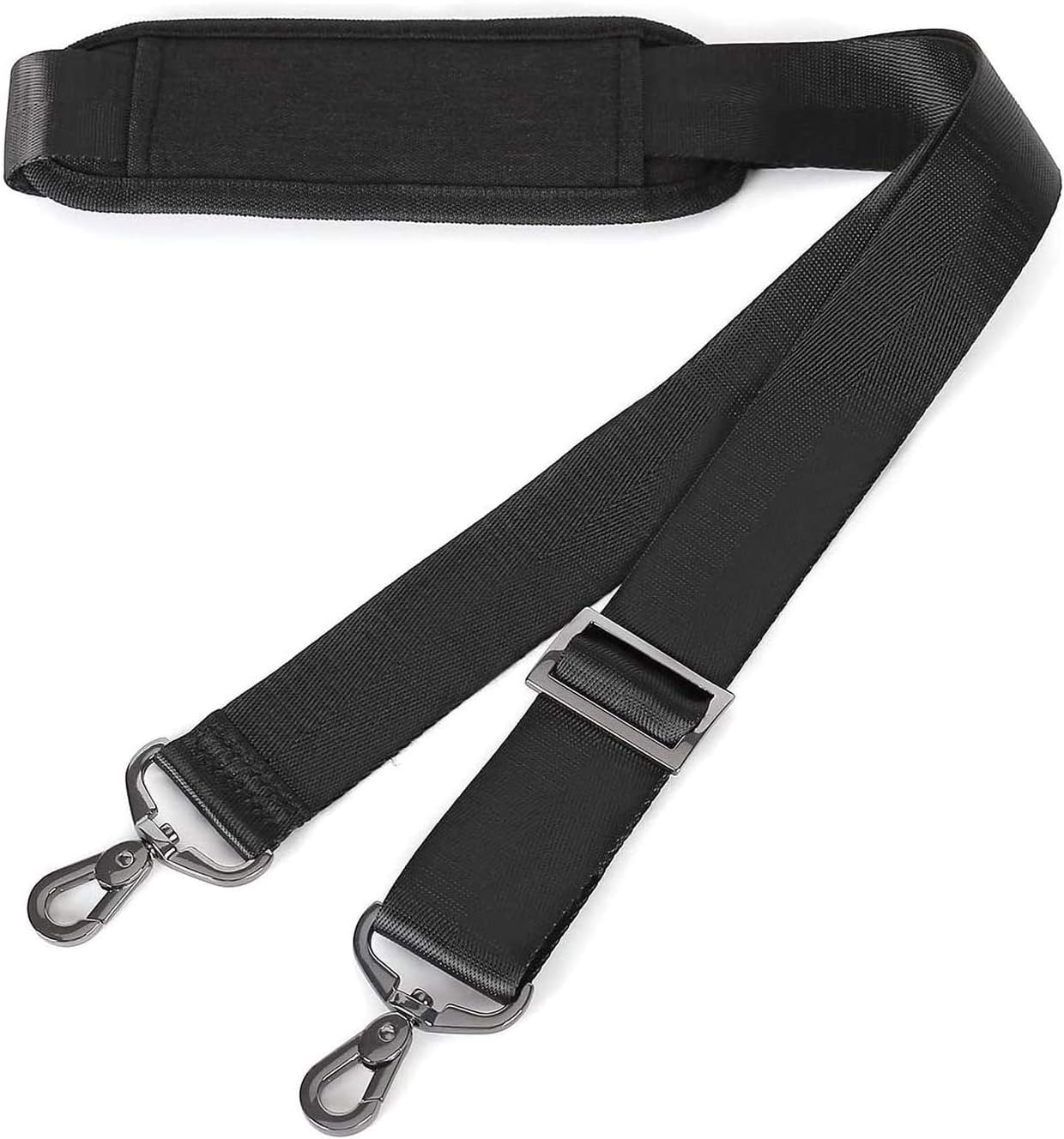 MOSISO 56 inch Shoulder Strap, Adjustable Thick Soft Universal Replacement Non-Slip Fit Padded with Metal Swivel Hooks for Laptop Shoulder Bag/Laptop Messenger Bag/Crossbody Bag, Black