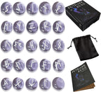 Runes Set, 25Pcs Purple Rune Stone Set with Guide Book, Velvet Bag, Viking Runas for Beginners, Ritual/Pagan/Meditation/Divination/Witchcraft