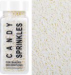 White Sprinkles, Edible White Jimmies Sprinkles for Baking Topping, Cupcakes, Cookies, Ice Cream & Cake Decorating, Wedding Party Valentines Christmas Supplies