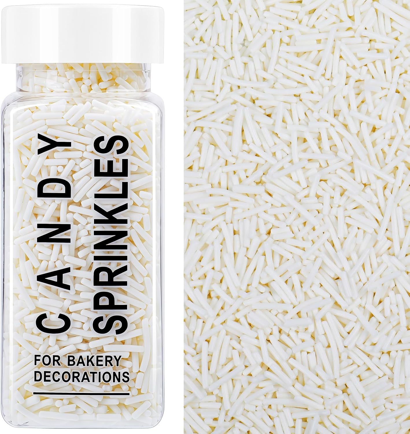 White Sprinkles, Edible White Jimmies Sprinkles for Baking Topping, Cupcakes, Cookies, Ice Cream & Cake Decorating, Wedding Party Valentines Christmas Supplies