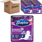 Bodyform Maxi - Value Sanitary Napkins, Cushion Soft Always Comfortable and Ultra-Absorbent (Night, 96 Count (12 Packs of 8 Counts))