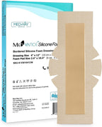 MedVance TM Silicone - Bordered Silicone Adhesive Foam Dressing Size 4" 12" w/Wings (2.4"x10.4" Pad), Box of 5 dressings