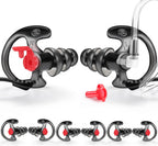 Zeadio Triple Flanged Earpiece, Comfortable Silicone Earmould Earbud Earplug - Black, Medium, Pair of 4