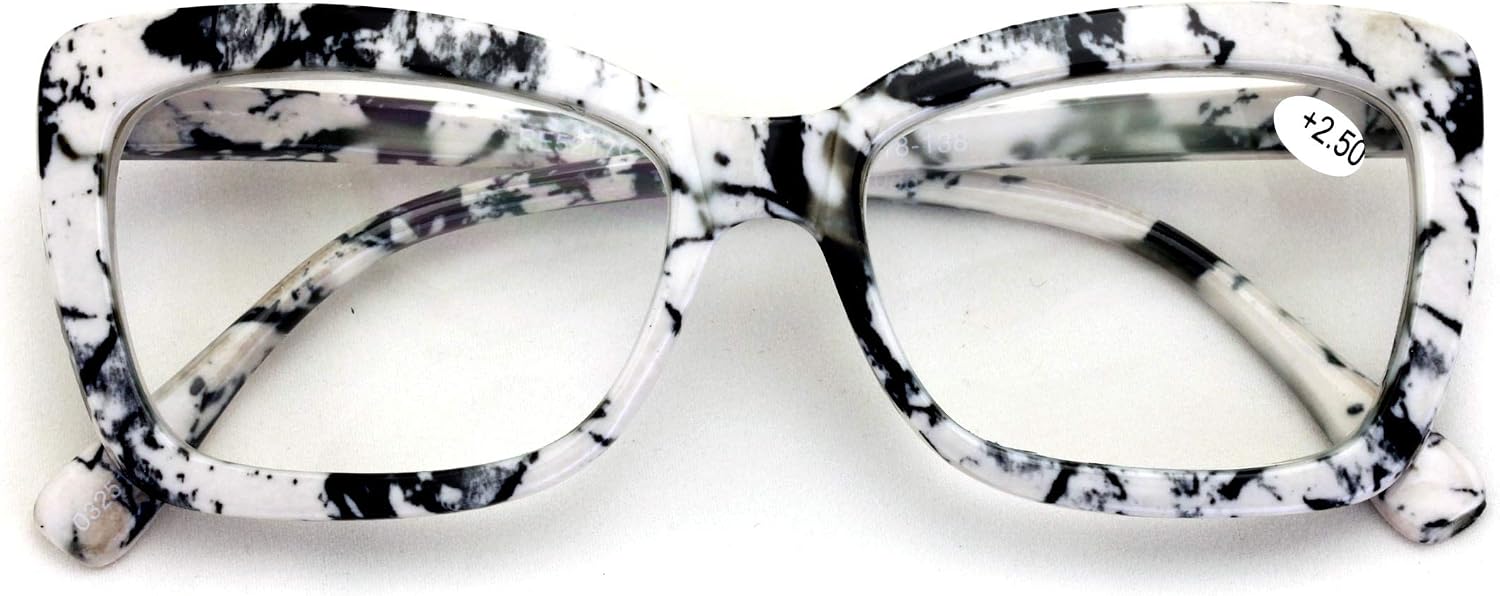 Women Big Lens Butterfly Reading Glasses - Fun Cateye Clear Lens Readers - Vintage Fashion