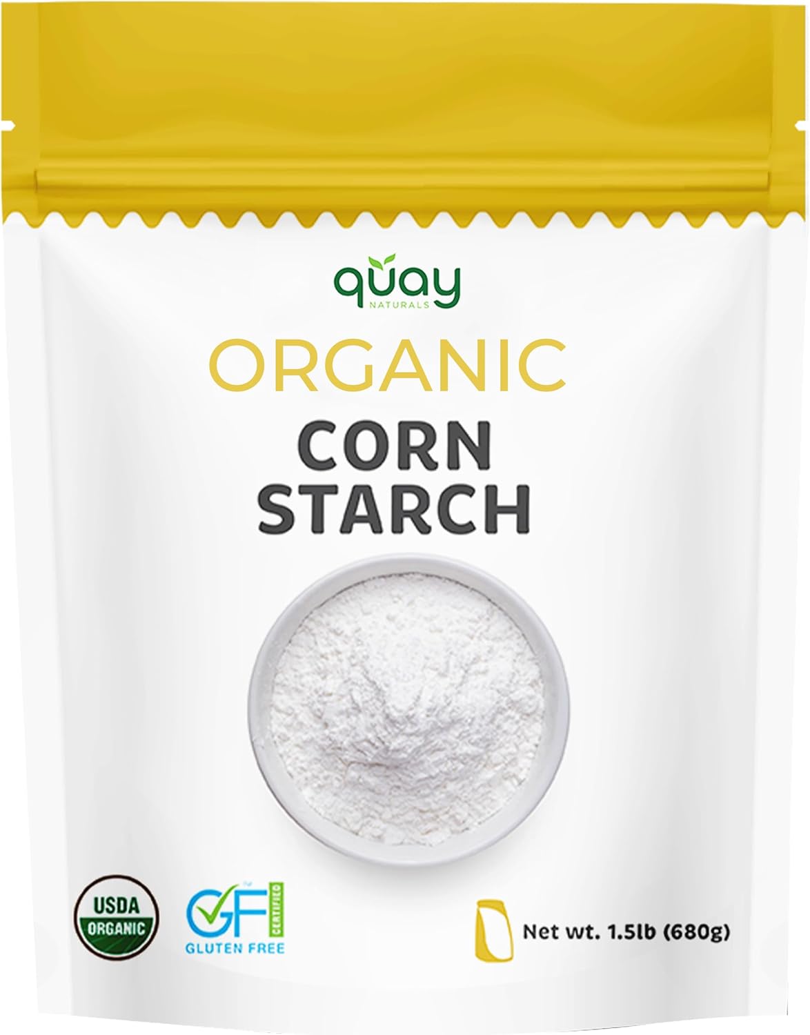 Quay Naturals Organic Corn Starch, 1.5 lb – Non-GMO, Gluten-Free, Vegan & Aluminum-Free – Thickener for Baking, Frying, Sauces & Natural Cleaning
