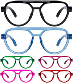 Eyekepper 6-Pack Oversized Blue Light Reading Glasses for Women – Pilot Style Computer Readers with Screwless Spring Hinges