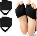 Metatarsal Pads for Women & Men 2 Pairs with Gel Inserts,Ball of Foot Pain Relief for Metatarsalgia,Sesamoiditis & Morton's Neuroma (Black Medium)