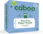 Caboo Tree Free Paper Towels, 6 Rolls, Plastic Free & Eco Friendly, Earth Friendly, Sustainable Kitchen Paper Towels with Strong 2 Ply Sheets