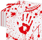 50 Pieces Halloween Bloody Handprint Napkins, Disposable Paper Napkins with Blood Splatter Design for Horror-Themed Parties, Haunted House Decorations, Halloween Dinner, and Scary Table Settings