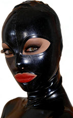 Latex Hood Rubber Mask with Eye and Mouth Openings Full Head Coverage for Cosplay Club Wear Costume