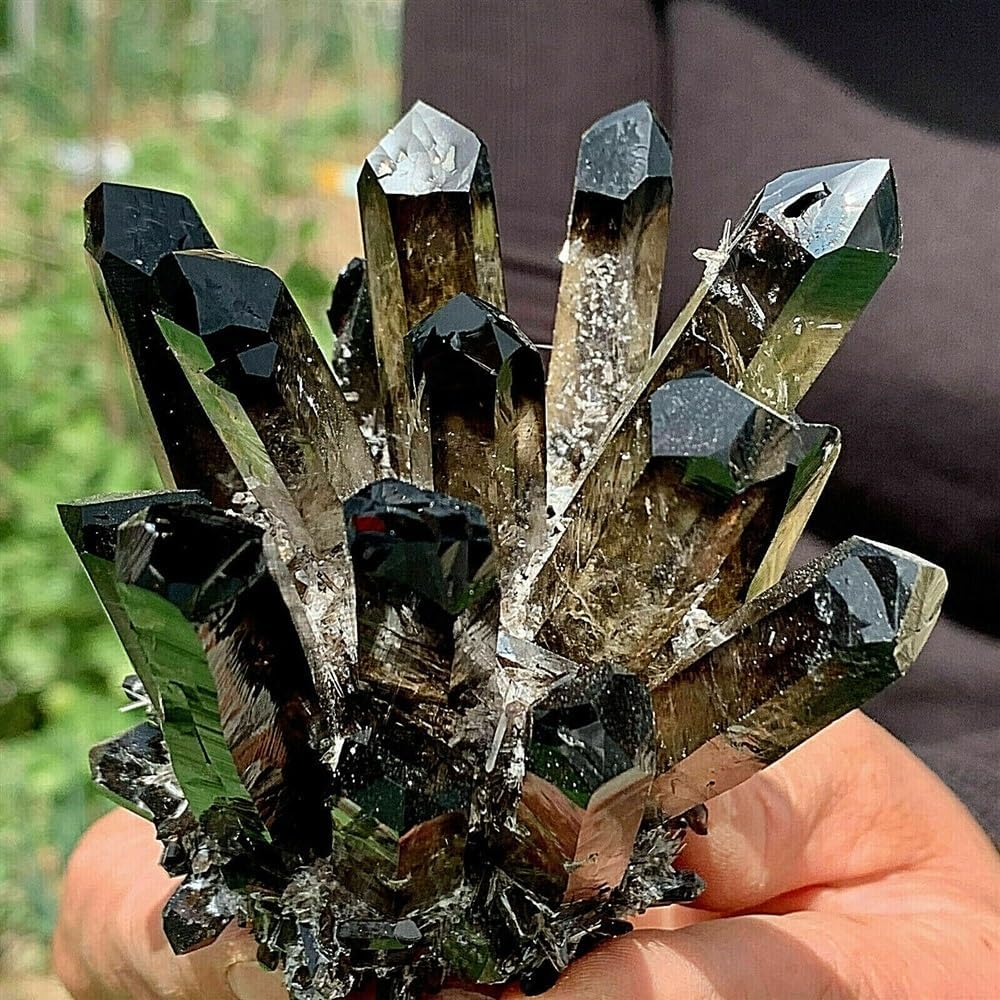 Black Smoky Quartz Crystal Cluster Home Office Aquarium Decoration Gift (Size : 900-1000g)