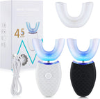 2 Pieces Ultrasonic Electric Toothbrush Adults U Shaped Automatic Toothbrushes for Teeth Whitening, 3 Brush Heads, Whole Mouth 360 Degree Cleaning Hands Rechargeable IPX7 Waterproof (No Base)