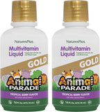NaturesPlus Animal Parade Gold Children's Liquid Multivitamin - 16 fl oz, Pack of 2 - Natural Tropical Berry Flavor - Gluten Free, Vegan - 64 Total Servings