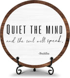 Spiritual Home Decor, Quiet The Mind And The Soul Will Speak Wood Decor Sign, Yoga Room Meditation Room Decor For Table Shelf, Inspirational Gifts For Woman Man Family Friend -a16