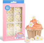 Royal Icing Flowers 32 Count Edible Mini White Blossoms Roses Daisy Sugar Flowers Cake Decorations for Baking Cupcakes Ice Cream Cookies Spring Waffles Cookies Wedding Birthday Cake Party