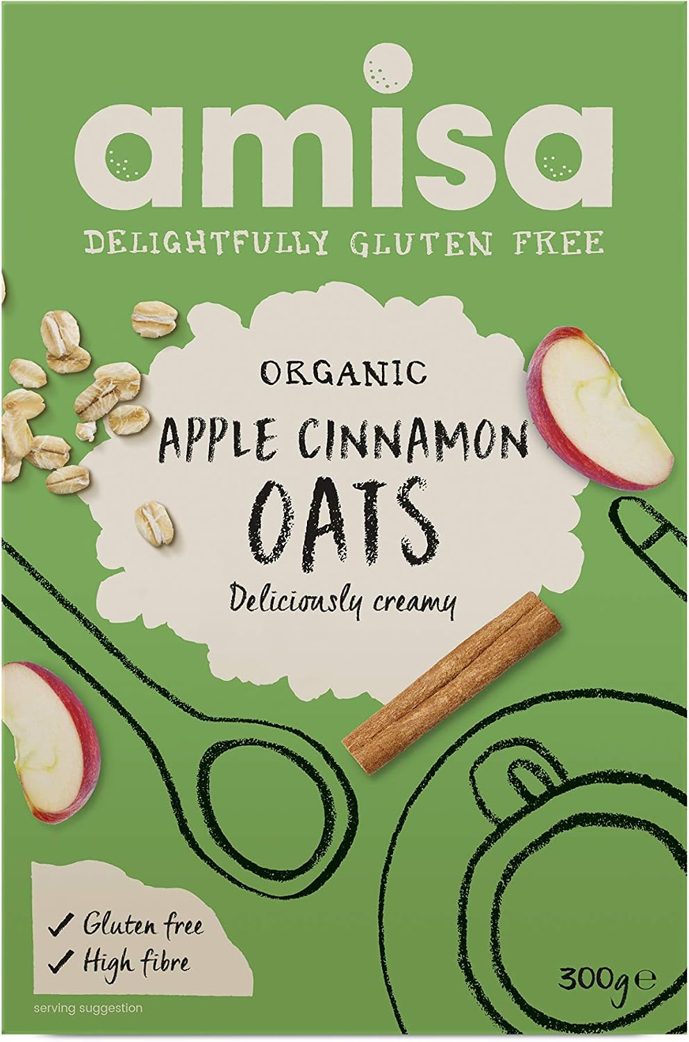 Amisa Organic Gluten Free Porridge Oats with Apple & Cinnamon 300g