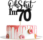 70th Birthday Cake Topper, Happy 70th Birthday Cake Decorations, 70 and Fabulous, Cheers to 70 Years, Funny 70th Birthday Party Decorations Black Glitter