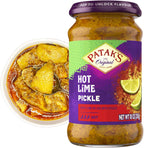 Patak’s Hot Lime Pickle - Authentic Indian Relish w/Lime Dices, Mustard Seeds & Aromatic Spices - Perfect for Sandwiches, Curries, Salads & Cold Meats - Vegan Spicy Pickle - 10oz Jar (Pack of 1)