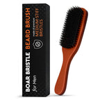 Mens Beard Brush with Handle – Soft Boar Bristle Beard Brush for Men, 9" Wooden Design for Beards, Mustaches & Slick Back Hair – Comfortable Grip, Styling Control, for Daily Grooming & Barbershop Use