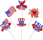 24 Pack Happy Independence Day Cupcake Toppers Happy 4th of July Cupcake Picks National Flag Patriotic Cupcake Decorations Star American Independence Day Theme Party Cake Decorations Supplies