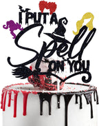 Black Glitter I Put A Spell on You Cake Topper, Hocus Pocus Cake Décor, Halloween Witch Hair Themed Birthday Party Decorations