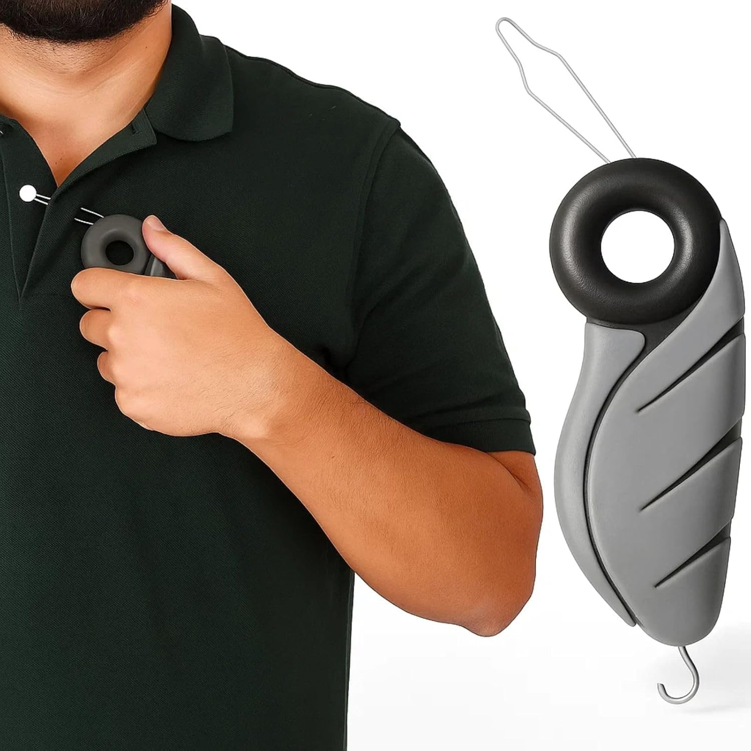 Vive Button Hook with Finger Hole - Zipper Gripper Pull Helper - Dressing Aid Assist - Buttoning Tool Device for Arthritis, Limited Mobility, Independent Living - Dexterity Handle Grip for Clothes
