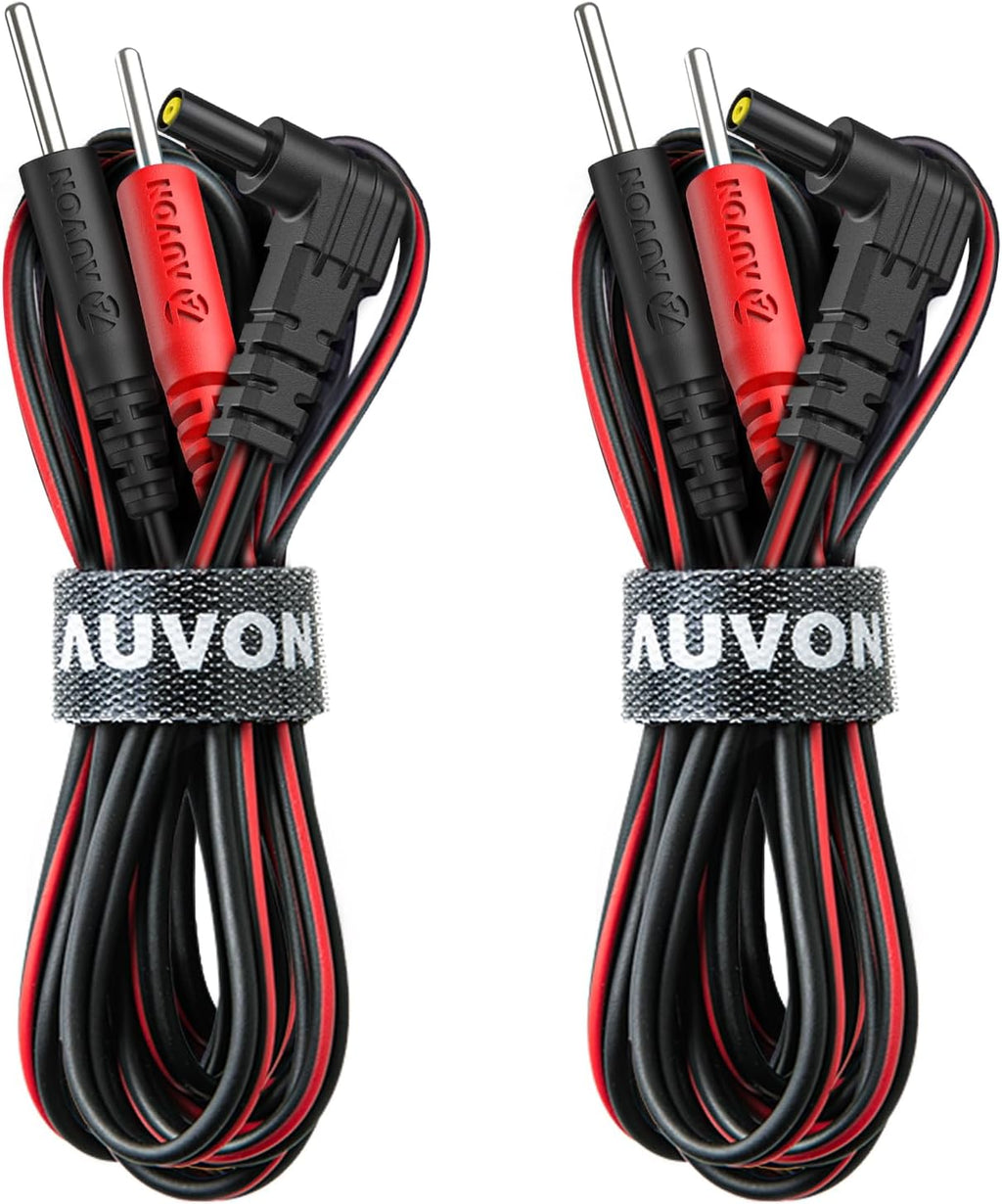 AUVON 2 x TENS Unit Electrode Lead Wires, Premium Lead Wires with Soft TPE Material for 40,000+ Bends, Universal and Compatible with Most TENS Unit Muscle Stimulator 2mm Pin TENS Pads