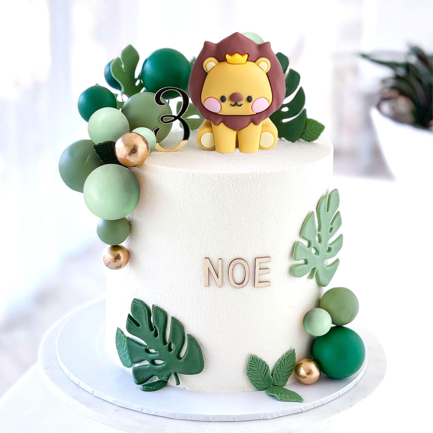 JeVenis Lion Cake Topper Lion Birthday Decoration Safari Animal Cake Toppers Safari Cake Topper Wild One Cake Decorations