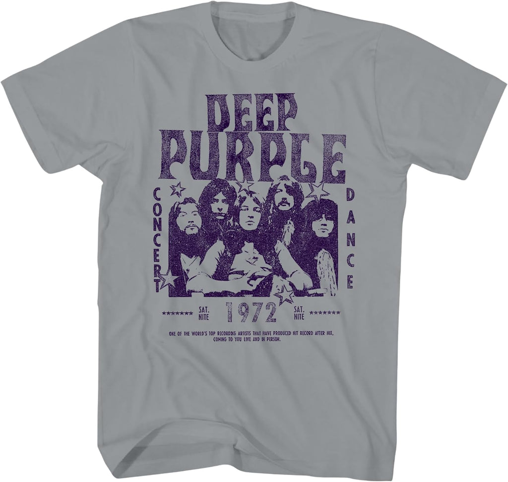 Deep Purple Band T Shirt 1972 Concert Tee Adult Grey Short Sleeve British Rock Vintage Style Graphic Tees