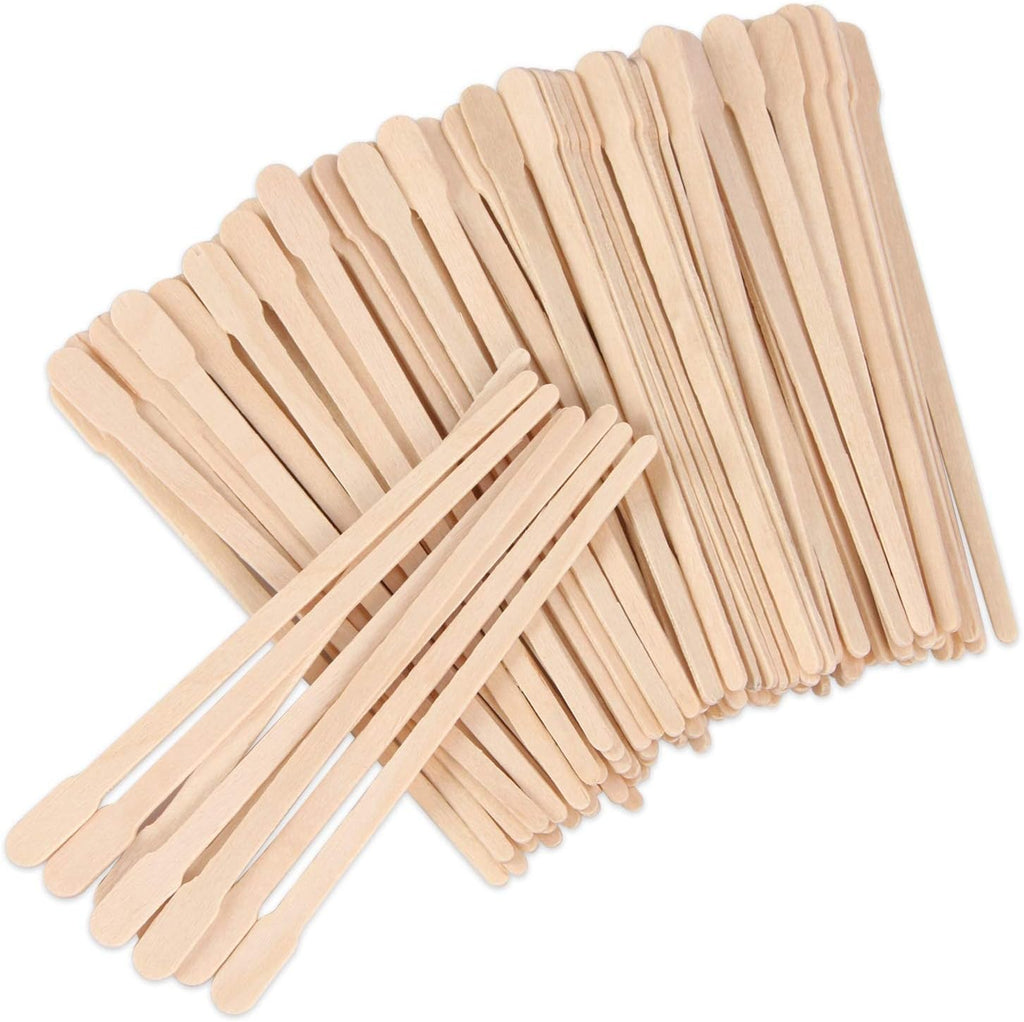JANYUN 200 Pcs Wooden Eyebrow Waxing Sticks with Handle for Hair Removal - Face, Leg, Facial, and Eyebrow