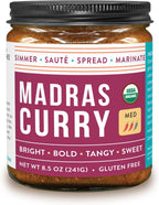 Pure Indian Foods Madras Curry, Concentrated Simmer Sauce - Made With Grass-Fed Ghee, Sweetened With Jaggery, Medium Heat, Gluten-Free, Certified Organic 8.5 oz