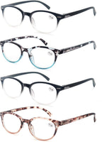 Reading Glasses for Women Cute Round Readers +1.50 for Small Head/Petite Face Lightweight Cheaters Glasses w/Spring Hinges 4 Pack