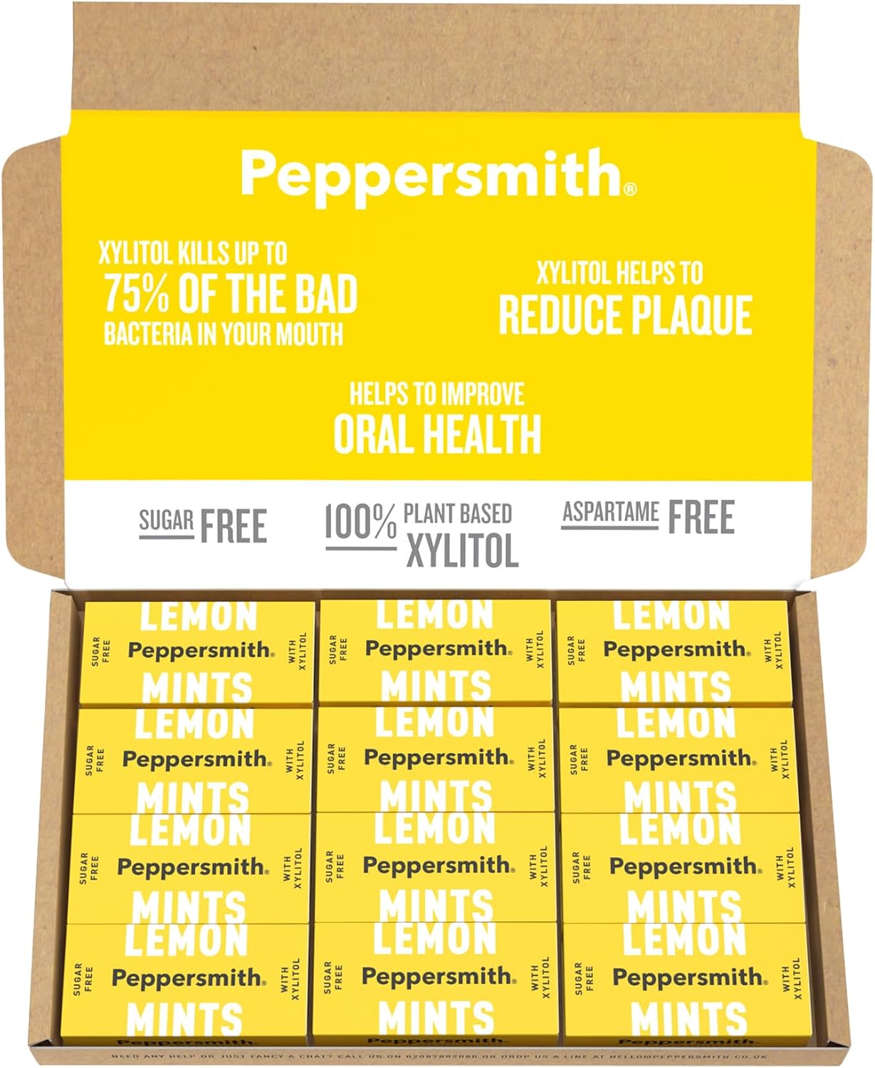 Peppersmith 100% Xylitol Mints, Sicilian Lemon and Fine English Peppermint, 25 Mints15 g (Pack of 12, Total 300 Mints)