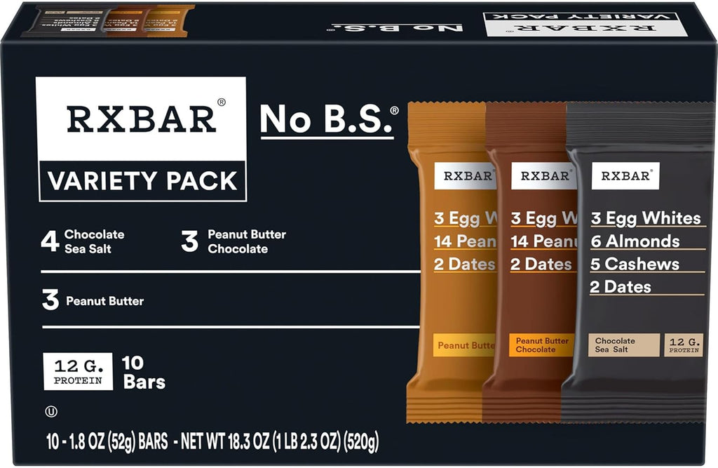 RXBAR Protein Bars, Protein Snack, Snack Bars, Variety Pack, 18.3oz Box (10 Count)