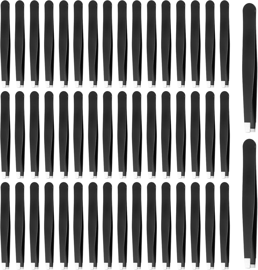 50 Pcs Eyebrow Tweezers Set Stainless Steel Slant Tip Tweezers Professional Precision Eyebrow Plucking Grooming Ingrown Growing Hair Remover for Women and Men Facial Hair