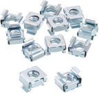 uxcell 1/4-20 Cage Nut, 20Pcs Snap-in Cage Nuts, Carbon Steel Zinc Plated Metric Nut for Server Rack Cabinet, Silver