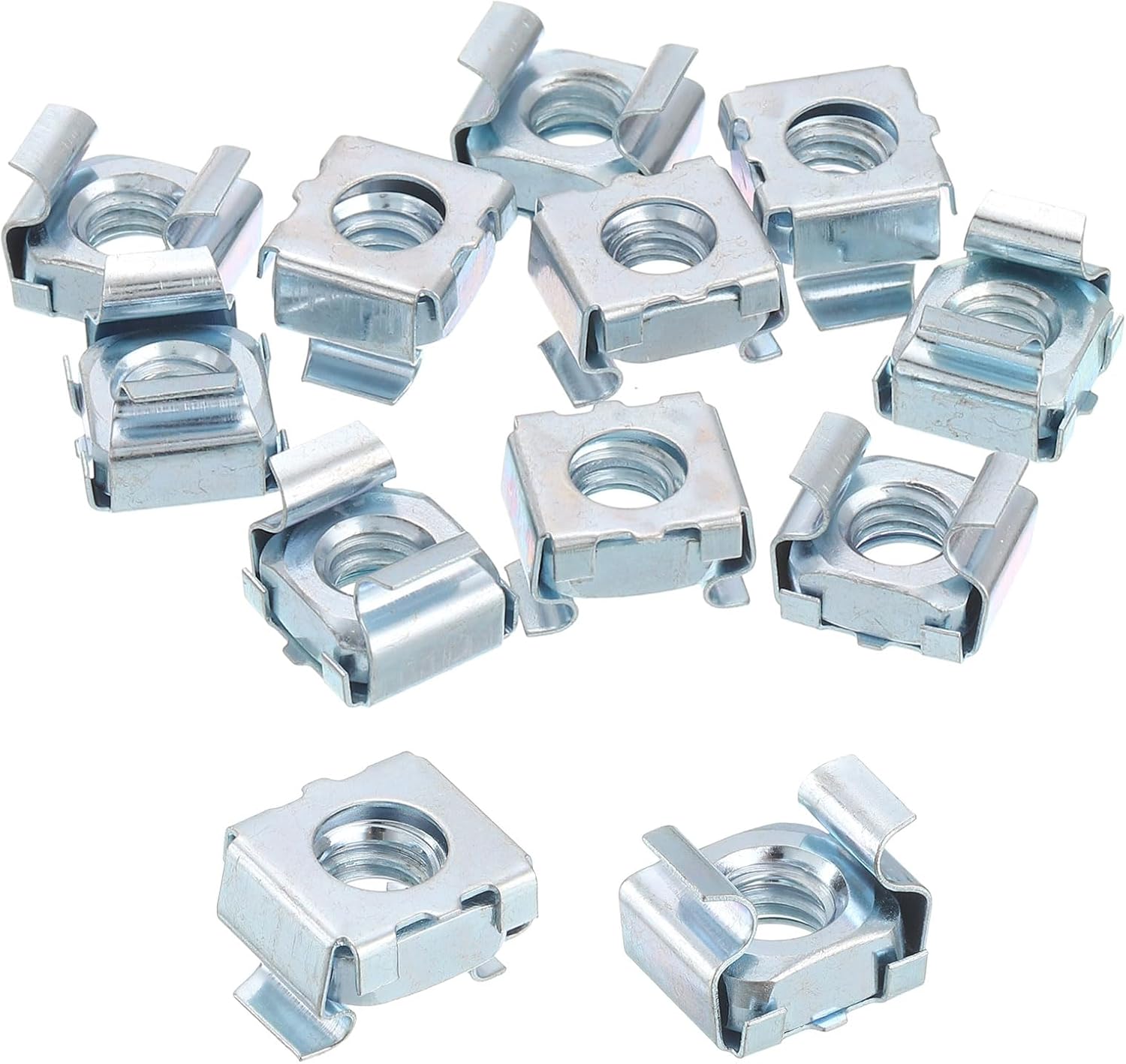 uxcell 1/4-20 Cage Nut, 20Pcs Snap-in Cage Nuts, Carbon Steel Zinc Plated Metric Nut for Server Rack Cabinet, Silver