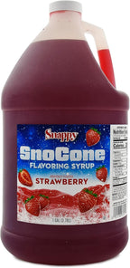 Snappy Strawberry Sno Cone Syrup, 1 Gallon (128 ounces) Size, Ready to Use For Snow Cone Machines, Flavored Syrup for Shaved Ice, 14 Snow Cone Flavor Options