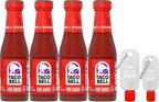 Taco Bell Fire Sauce 7.5 Ounce (Pack of 4) with By The Cup 2 Go Keychains 1.69 Fl oz and 1 Fl oz Mini Sauce Bottles