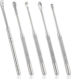 Dimeho Ear Pick Earwax Removal Kit, 5 Pcs Stainless Metal Ear Cleaning Tool Set with Ears Spoon & Spiral Spring Ear-Curette Remover Tool for Adults Reusable Ears Cleaner Kit
