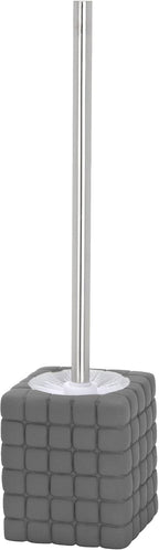 WENKO 20171100 WC Brush Set Cube Grey - Soft-Touch Surface, Ceramic, 4.92 x 14.57 x 3.94 inch, Grey