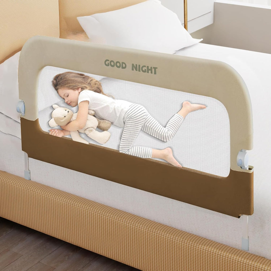Bed Guard Rail for Toddlers - 32" Adjustable Heights & Folding up Portable Bed Railing for Baby - Toddler Bed Rails Guard for Crib, Twin, Bunk,Full Size, Queen & King Bed
