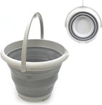 SAMMART 10L (2.6 Gallon) Collapsible Plastic Bucket - Foldable Round Tub - Portable Fishing Water Pail - Space Saving Outdoor Waterpot, Size 33cm Dia (1, Grey)