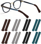 8 Pair Comfort Glasses Ear Cushion, Anti-Slip Eyeglass Arm Covers Ear Pads for Glasses- Black Grey Blue Brown