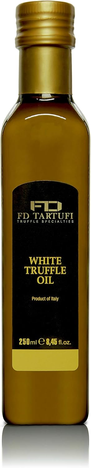FD TARTUFI White Truffle Oil 250 ml (8.45fl oz) Gourmet Food Seasoning | Dressing - Made in Italy | Extra Virgin Olive Oil | Kosher | Vegetarian - non gmo